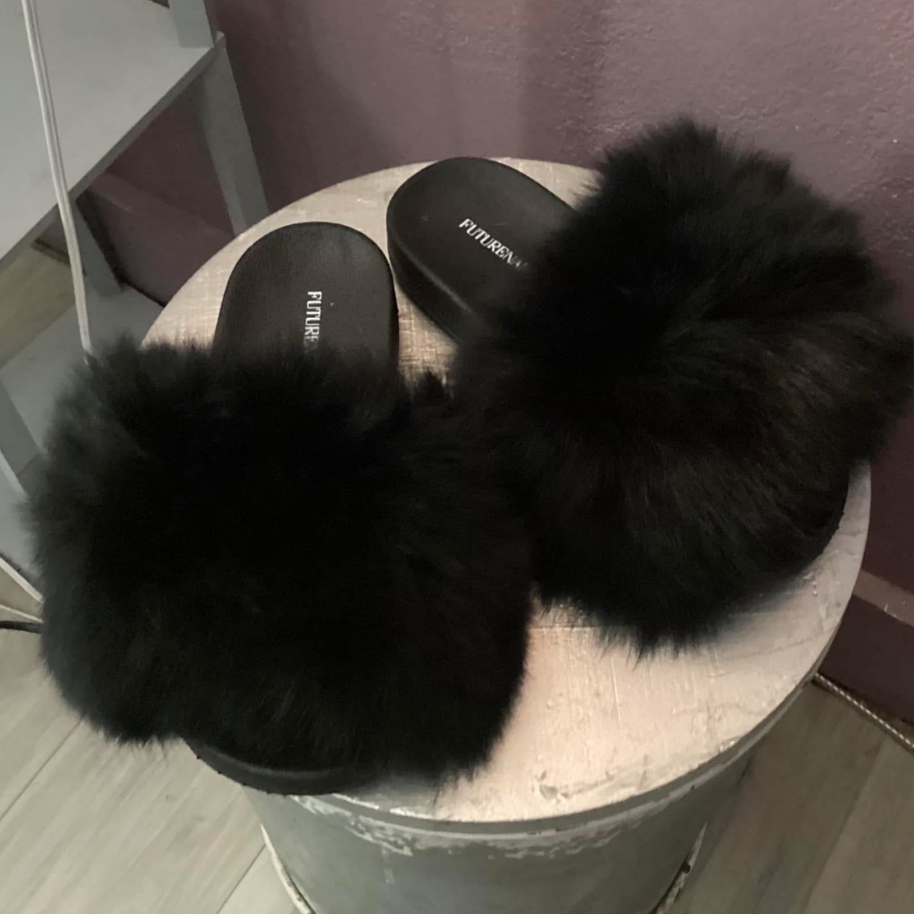 Real Fur Black Foxy Slides Sizes 657758599510 Real Fur Black Foxy Slides Sizes 657758599510